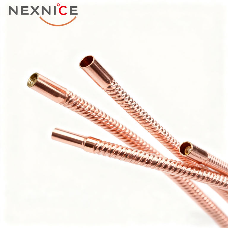 Nexnice copper tubes specifically designed as inner tubes for coaxial and tube-in-tube heat exchangers.