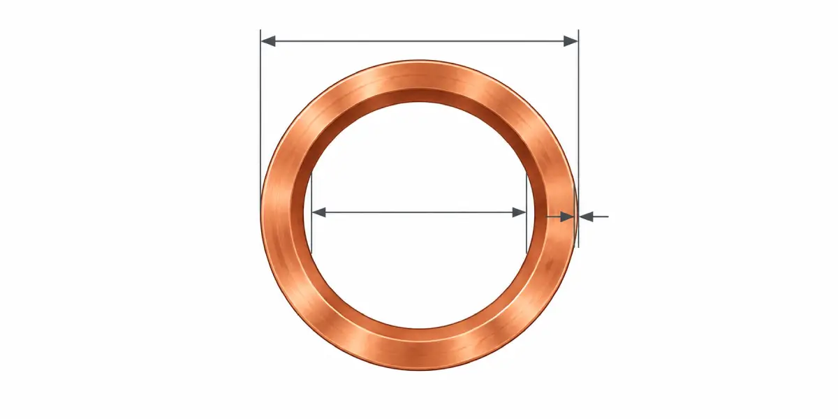 Copper tube cross-section showing outside diameter, inside diameter and wall thickness