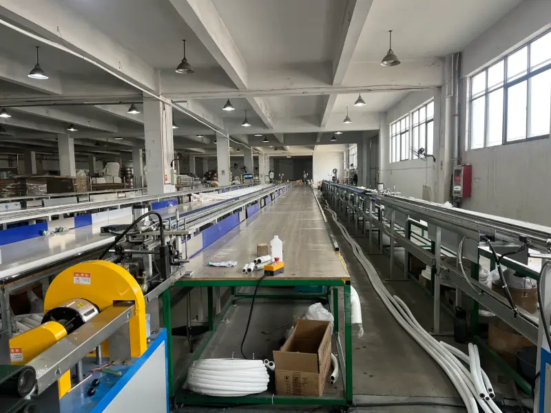 Double insulated copper tube production lines inside the workshop of a copper tube manufacturer in China